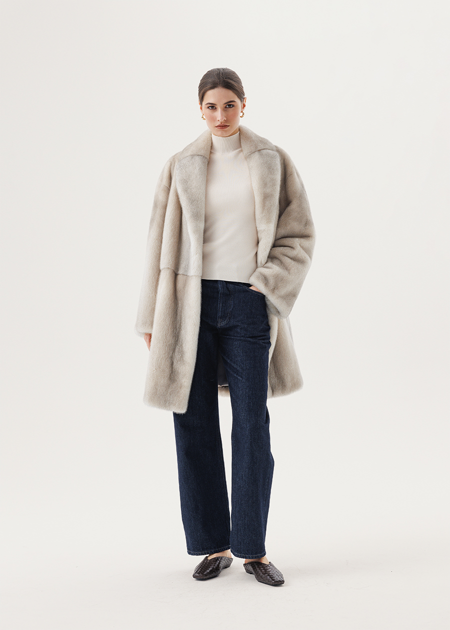 Норковая шуба в оттенке «Лёд»