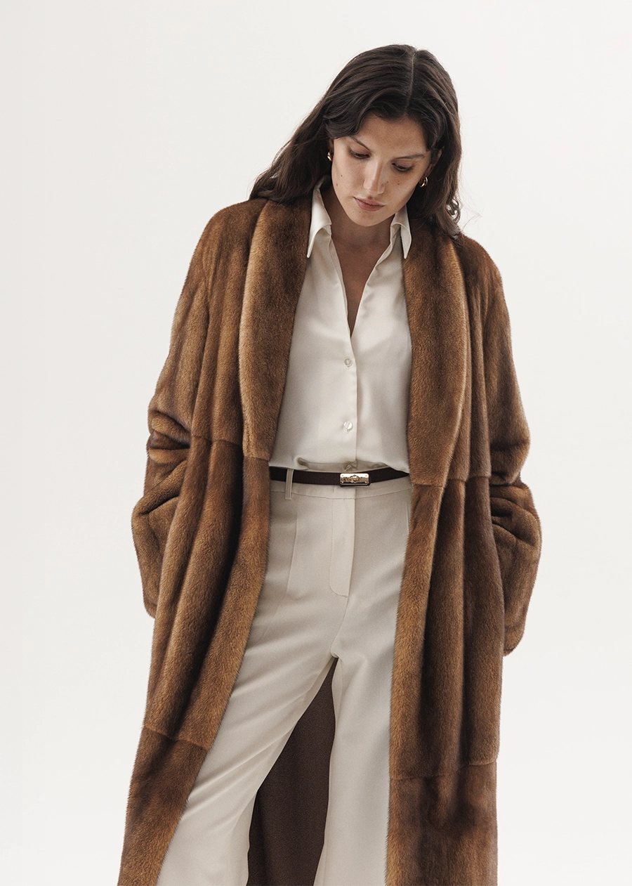 Золотисто-карамельная норковая шуба