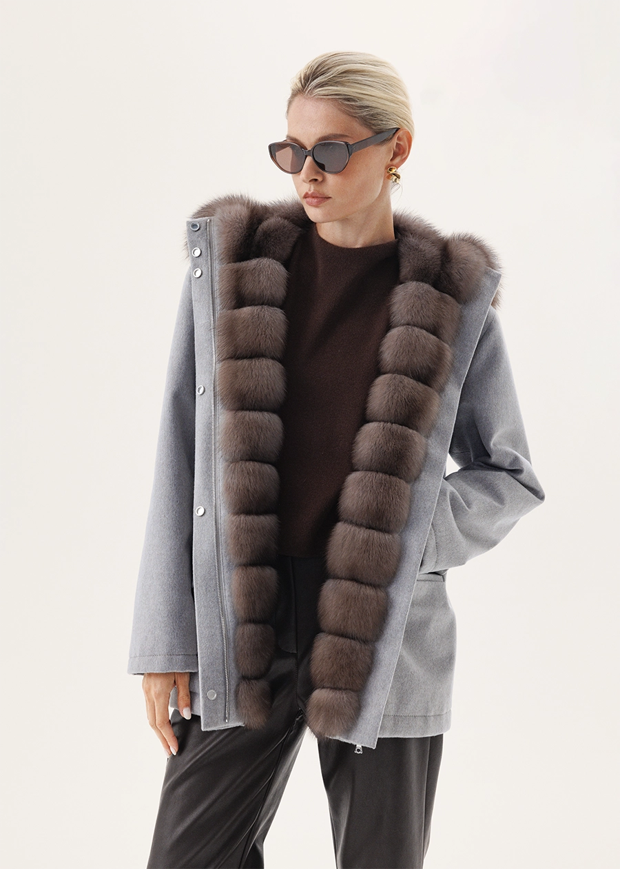 Парка из кашемира на мембране с отделкой из меха соболя