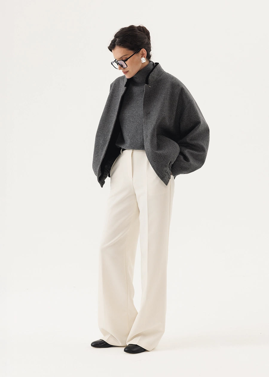 Кашемировый бомбер с подстежкой из стриженной норки