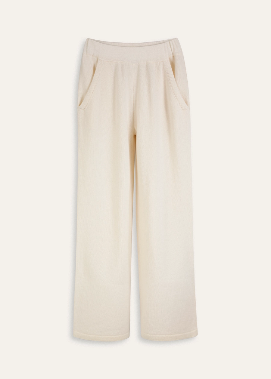 Молочные кашемировые брюки палаццо из кашемира