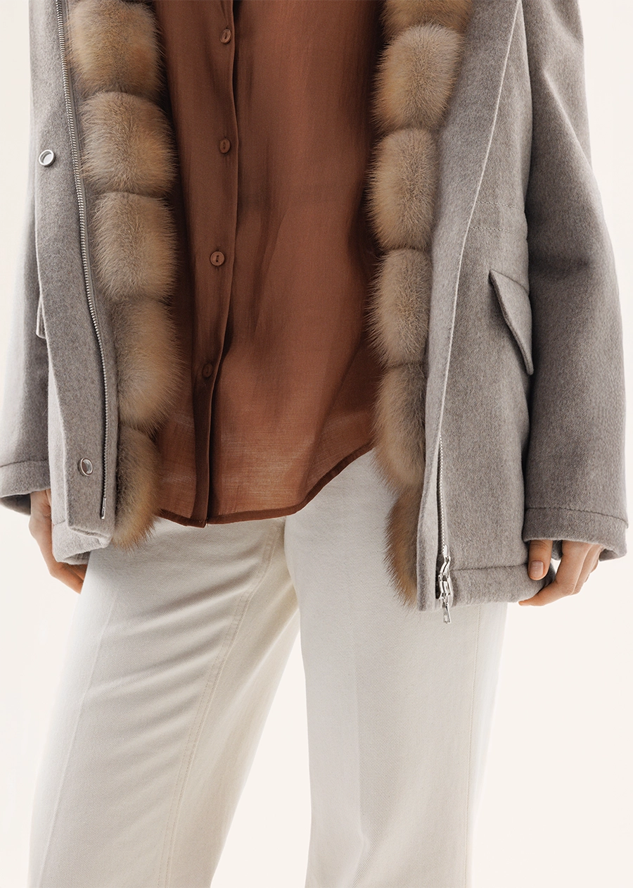 Кашемировая парка с подстежкой из меха куницы