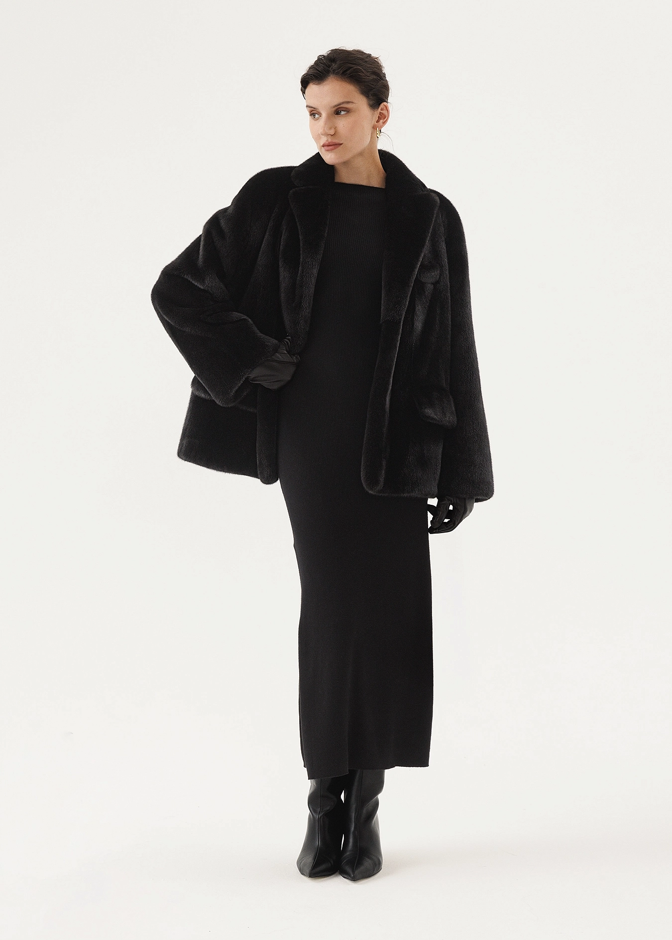 Норковый жакет с английским отложным воротником