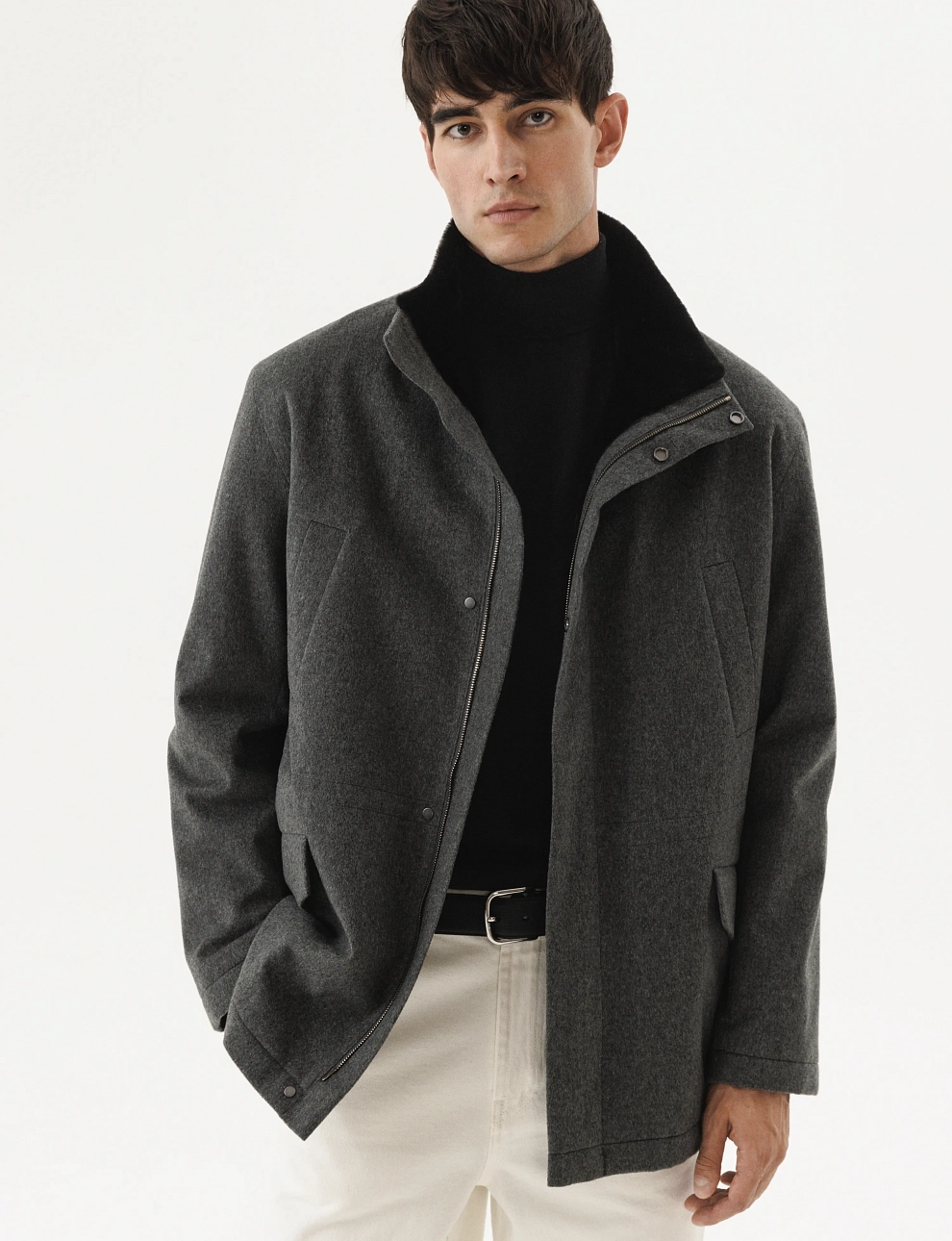 Кашемировая парка с меховой подстежкой из норки