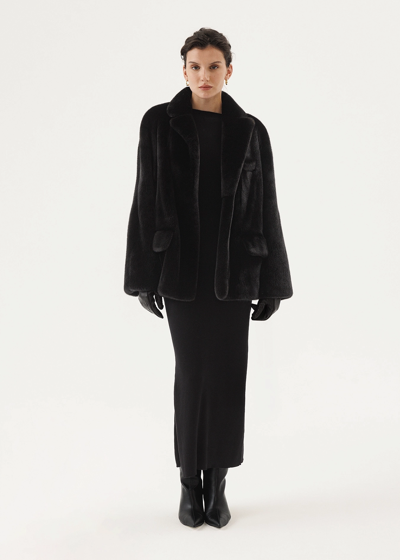 Норковый жакет с английским отложным воротником